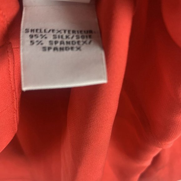 Diane von Furstenberg Silk Blouse‎ Womens 2 Red Tie Neck Long Sleeve 7647 - Picture 3 of 10